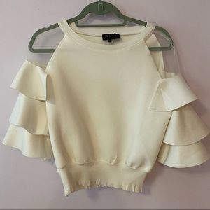 Gracia Women’s White Top with sheer sleeves